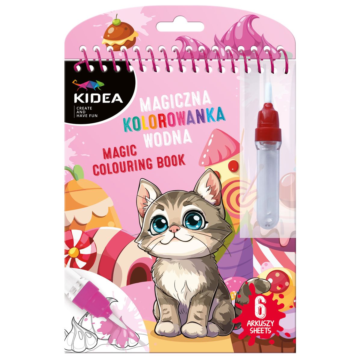 Kolorowanka kotki MAGICZNA WIELORAZOWA KOLOROWANKA WODNA Derform (MWKWPKA)