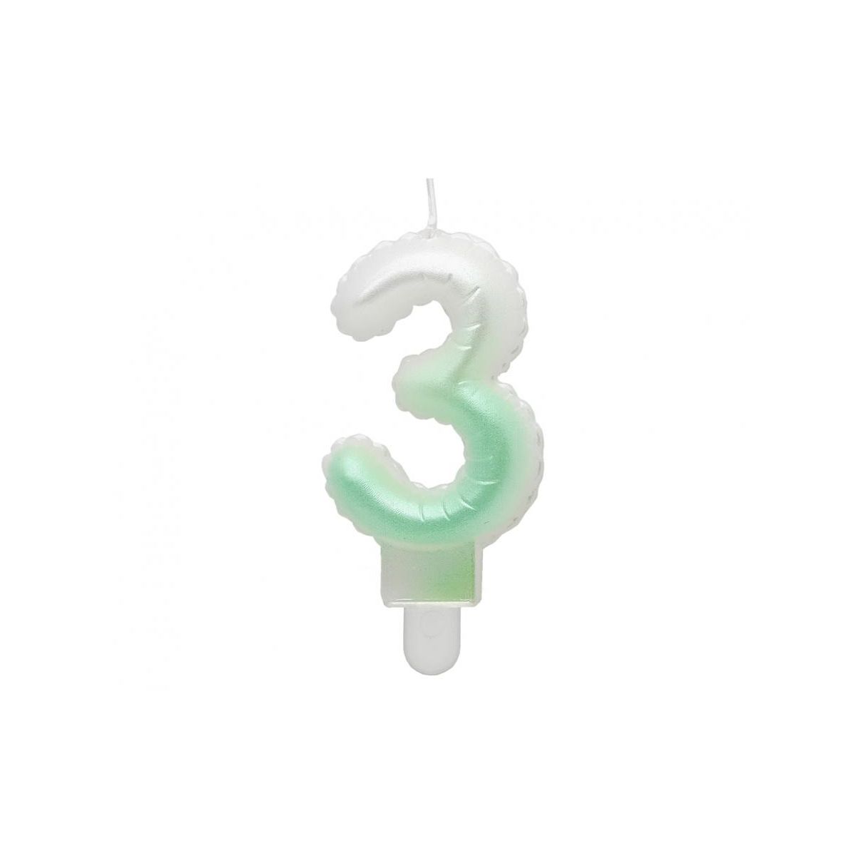 Świeczka urodzinowa cyferka 3, ombre, perłowa biało-zielona, 7 cm Godan (SF-PBZ3)