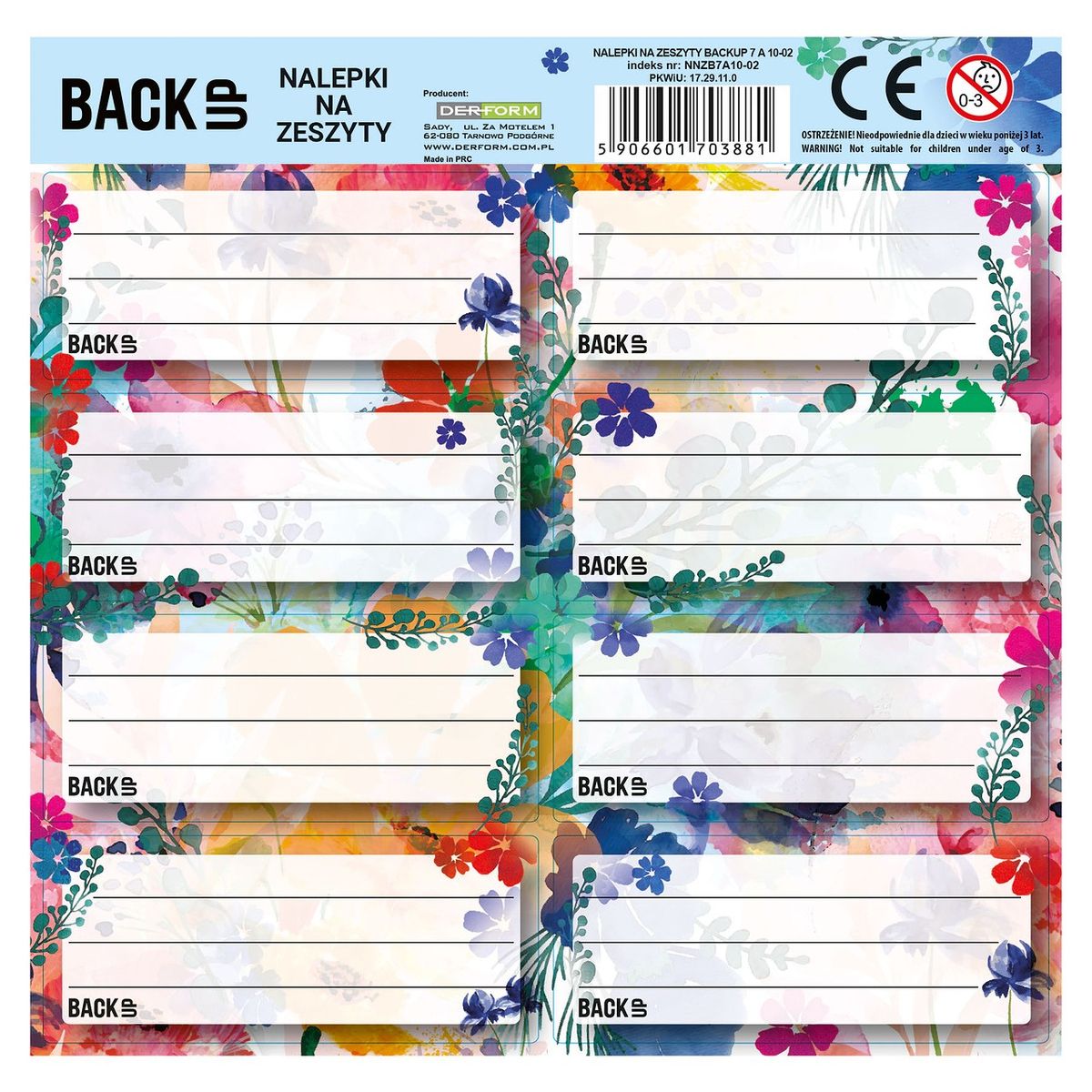 Naklejka na zeszyt Backup 7 Derform (NNZB7A10)