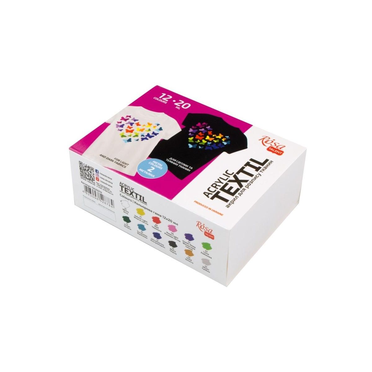 Farba do tkanin Rosa kolor: mix 20ml 12 kolor.