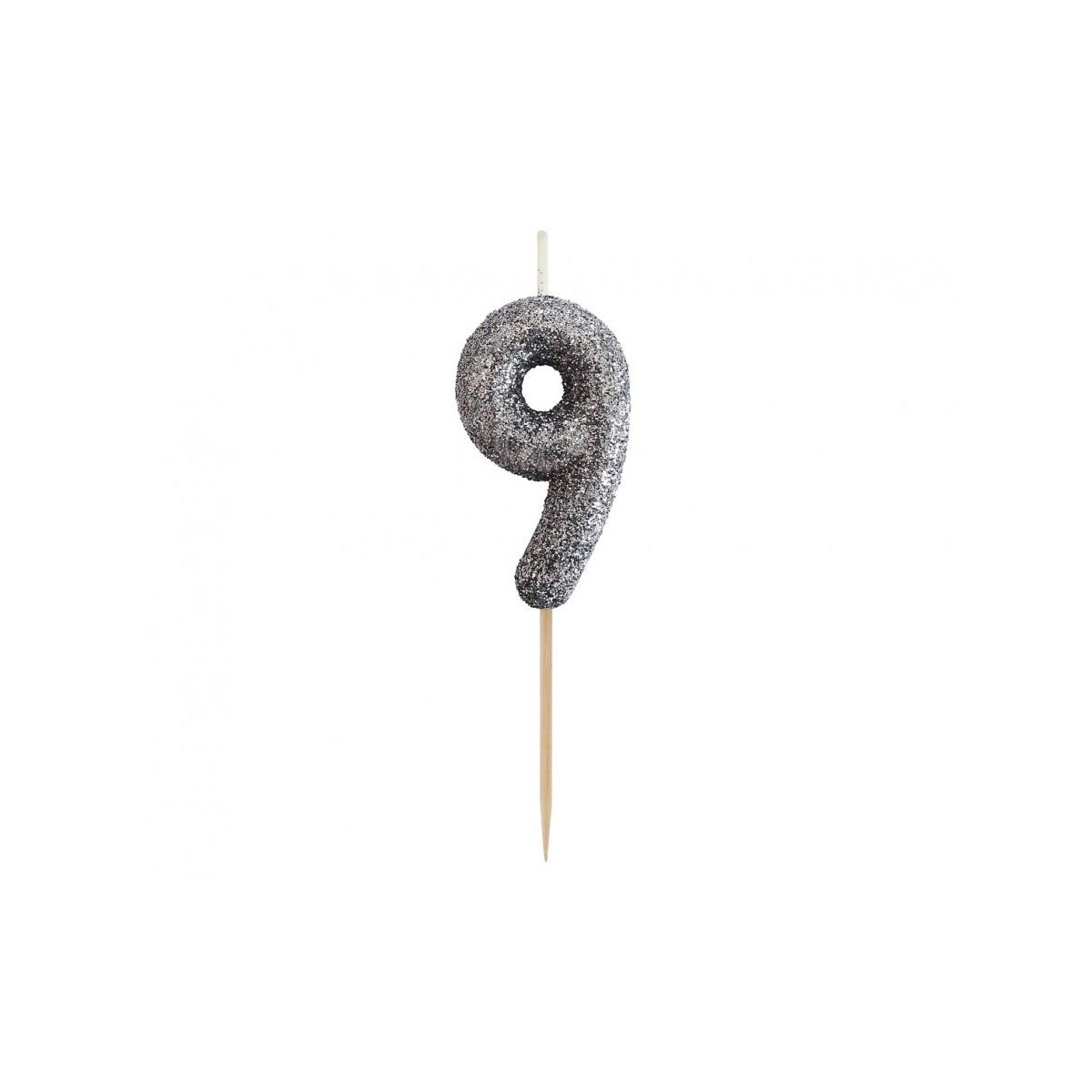 Świeczka urodzinowa piker cyferka 9, brokatowa czarna, 11x3.5 cm Godan (BH-SPC9)