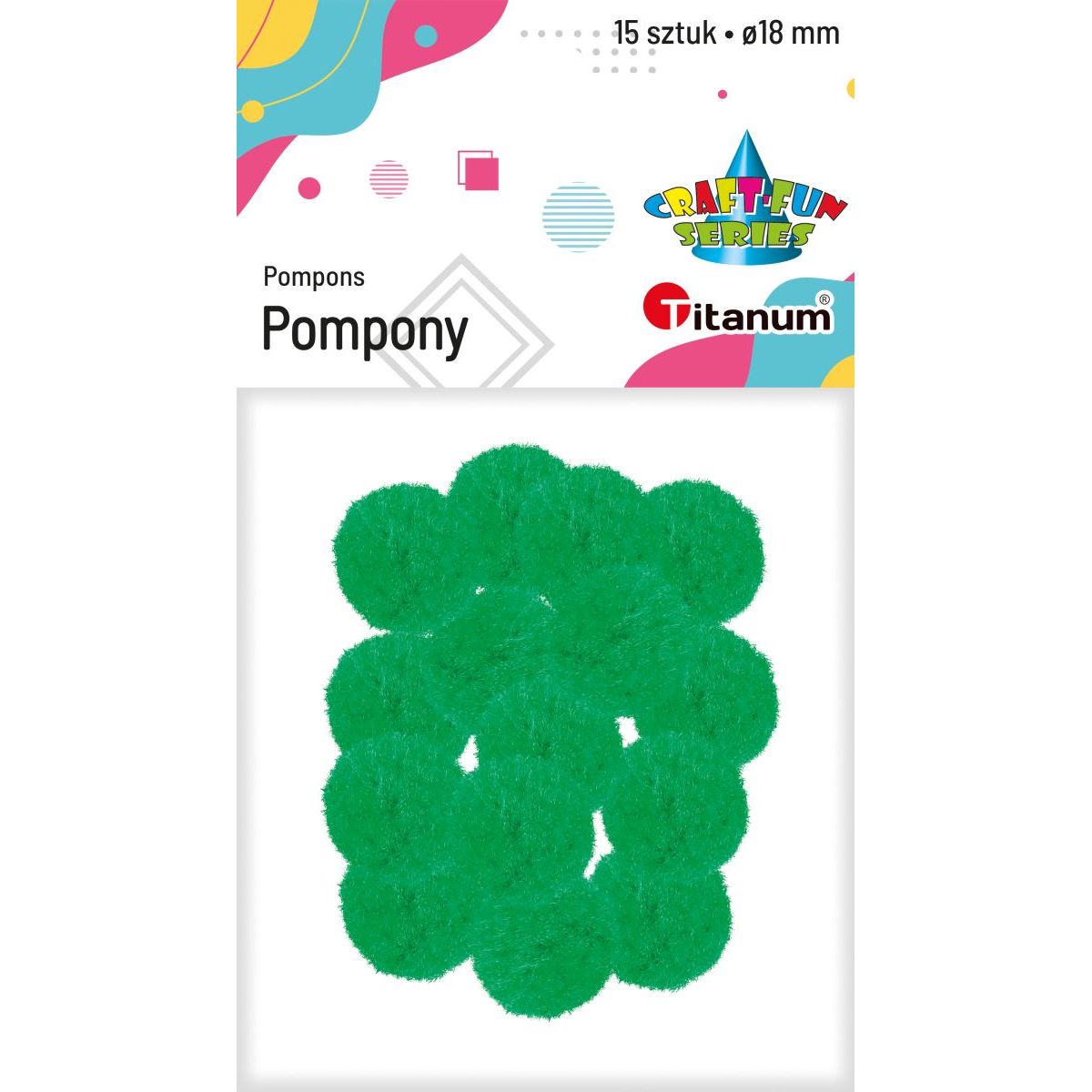 Pompony Craft-Fun Series zielone 15 szt Titanum (352535)