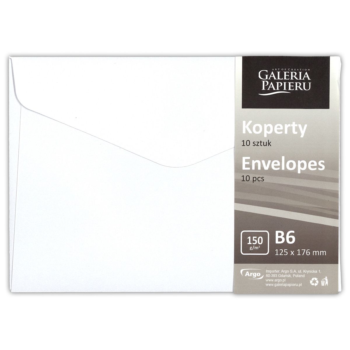 Koperta Galeria Papieru pearl biały B6 biała (280839) 10 sztuk