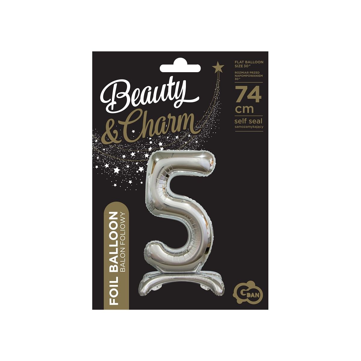 Balon gumowy Godan Beauty&Charm cyfra stojąca srebrna srebrna 30cal (BC-ASS5)