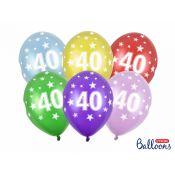 Balon gumowy Partydeco 40th Birthday, Metallic Mix mix 300mm (SB14M-040-000)