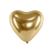 Balon gumowy Partydeco serca Glossy złoty 300mm (CHB2-019-50)