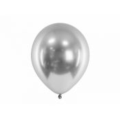 Balon gumowy Partydeco Glossy 10 szt. Srebrny 300mm (CHB1-018-10)