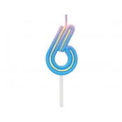 Świeczka urodzinowa cyferka B&C Neon 6, 44x28x12mm Godan (7C-SCN6)