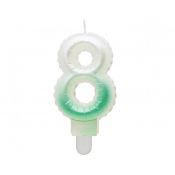 Świeczka urodzinowa cyferka 8, ombre, perłowa biało-zielona, 7 cm Godan (SF-PBZ8)