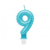 Świeczka urodzinowa cyferka 9, perłowa jasnoniebieska, 7 cm Godan (SF-PJN9)