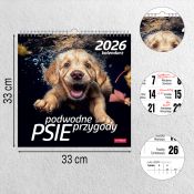 Kalendarz ścienny (401000) k:2915-377 PSY POD WODĄ 33x33 330mm x 330mm Press