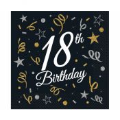 Serwetki 18th Birthday CZARNY papier [mm:] 330x330 Godan (SP-18BD)