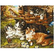 Zestaw kreatywny Norimpex Diamentowa mozaika rodzinka kotów 40x30cm (NO-1009376)