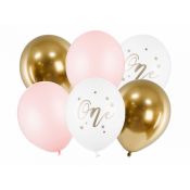 Balon gumowy Partydeco One, Pastel Pale Pink 6 sztuk mix 300mm (SB14P-307-081B-6)