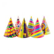 Czapka party 6szt róże kolory mix papier (ZM2300)