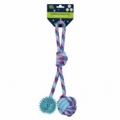 Gadżet Trik Roll Zabawka dla psa Szarpak 34 cm z piłką 2 stronny niebieski (560703)