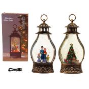 Lampion świąteczny LED z motywem świątecznym 35x18x8cm, kabel USB, dźwięk, sztuczny śnieg Adar (602335)