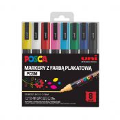 Marker specjalistyczny Posca 8 sztuk 5906340928347, (różne) 1,8-2,5mm okrągła/ścięta końcówka (194513)