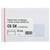 Koperta WZ Eurocopert C6 biała okno prawe [mm:] 114x162 (b15d15) 25 sztuk