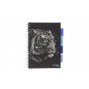 Kołozeszyt (kołonotatnik) ANIMALS czarny  TYGRYS B5 100k. 80g KRATKA Strigo (PADS024)