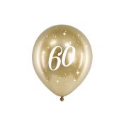 Balon gumowy Partydeco Glossy 60 urodziny złoty 300mm (CHB14-1-60-019-6)