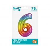 Balon foliowy Godan Smart cyfra 6 tęcza 76cm (CH-STC6)