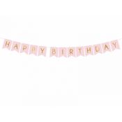 Girlanda Baner Happy Birthday, j. różowy, 15 x 175 cm Partydeco (GRL57-081J)