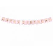 Girlanda Partydeco Baner Happy Birthday, j. różowy, 15 x 175 cm (GRL57-081J)