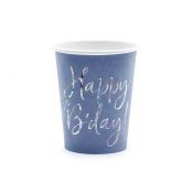 Kubek jednorazowy Partydeco Happy Bday!, granatowy 220ml (KPP63-074-EU1)