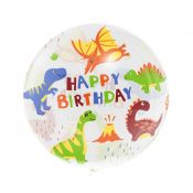 Balon foliowy Aqua - kryształowy, Happy Birthday (dinozaury) 20cal Godan (KR-20HD)