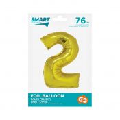 Balon foliowy Godan Smart cyfra 2 złota 76cm (CH-SZL2)