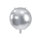 Balon foliowy Partydeco okrągły Pastylka srebrny 31cal (FB178-018)