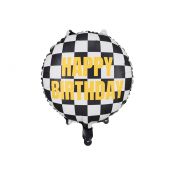 Balon foliowy Partydeco Szachownica Happy Birthday 18cal (FB220)