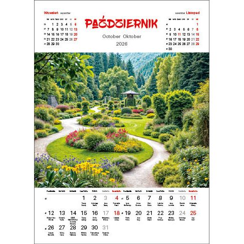 Kalendarz ścienny OGRODY WIELOPLANSZOWY 330mm x 500mm Jotan (WP133)