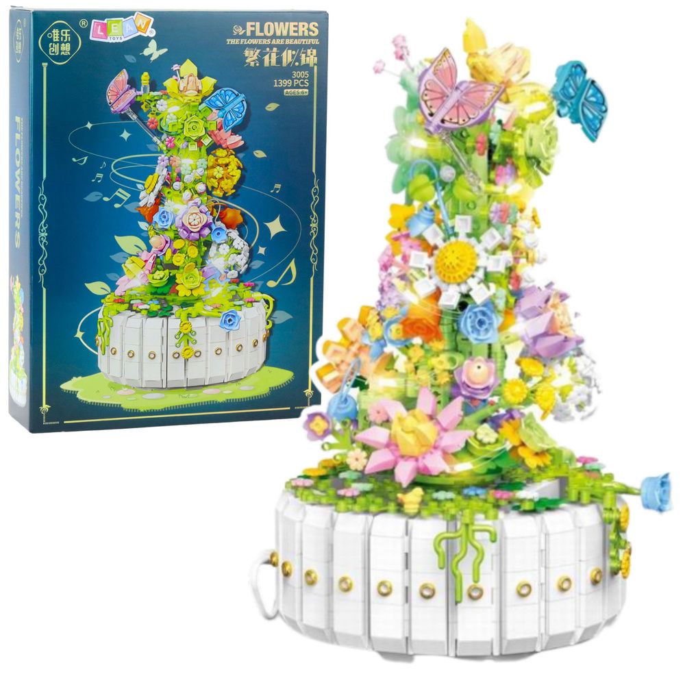 Klocki konstrukcyjne Kompozycja Kwiatowa Z Motylami Światła LED 1399 el. Lean (26705)