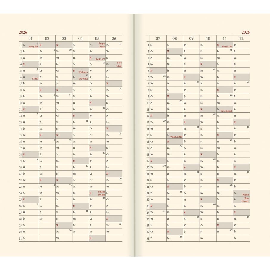 Kalendarz książkowy (terminarz) mix vivella kieszonkowy A6 Lucrum (11T)