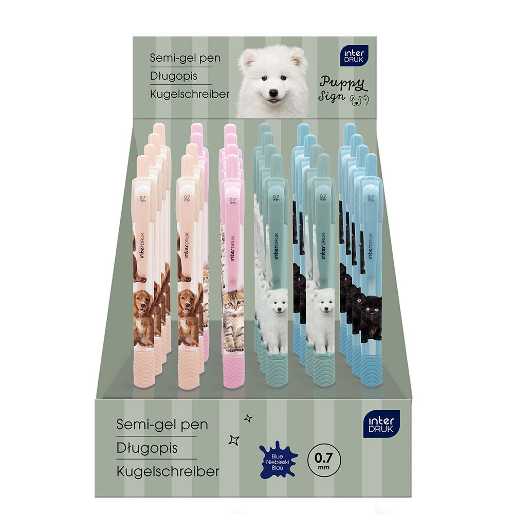 Długopis żelowy Interdruk PUPPY SIGN zgripem niebieski 0,7mm (żelowy)
