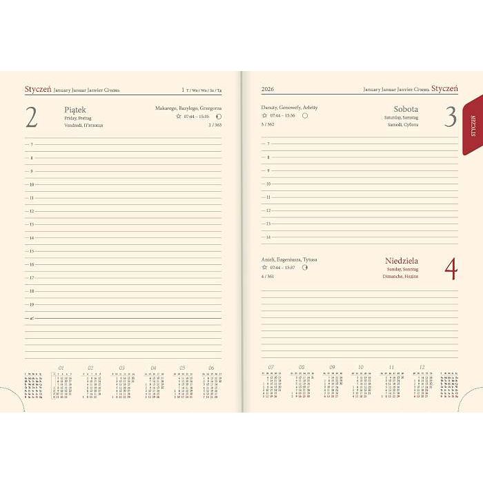Kalendarz książkowy (terminarz) NENUFARY A5 Lucrum (21DS)