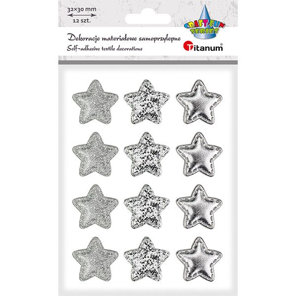Ozdoba materiałowa Craft-Fun Series samoprzylepna srebrne gwiazdki Titanum (BJ25042713)