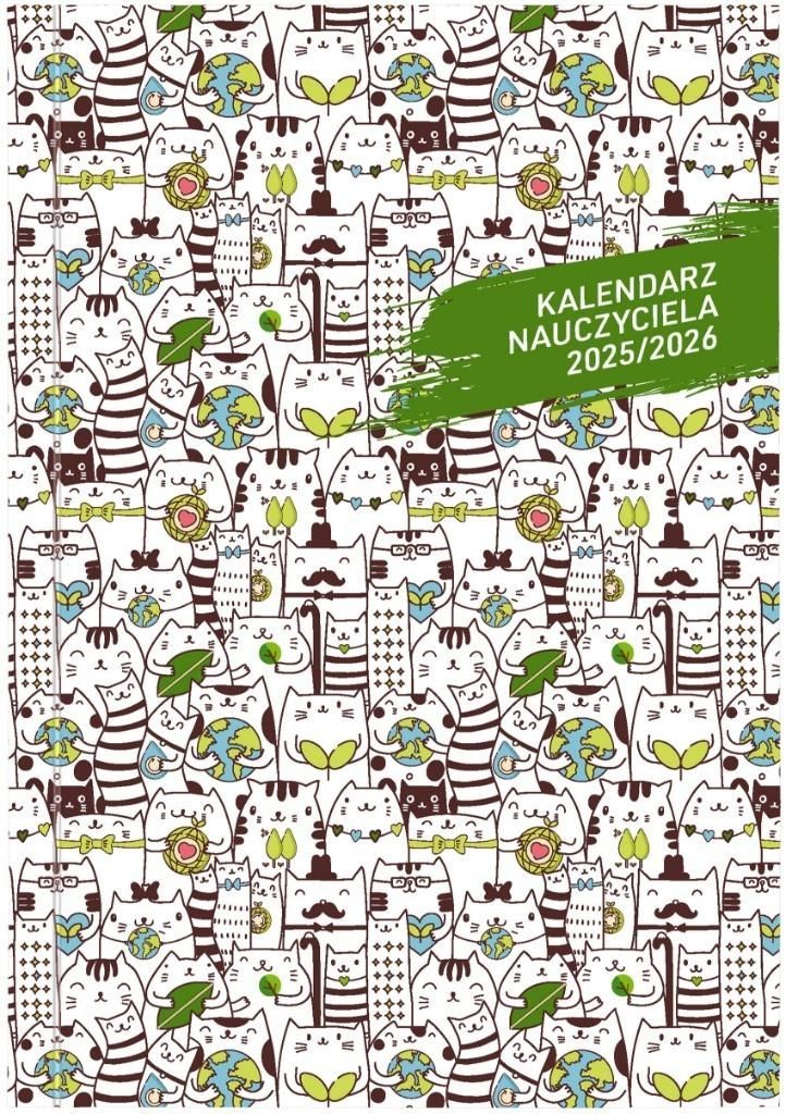 Kalendarz nauczyciela książkowy (terminarz) Wydawnictwo Wokół Nas PCV KOTY bezbarwny A5 (A5TN078B)