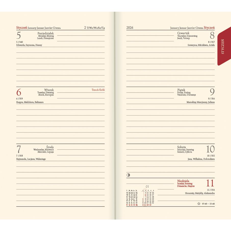 Kalendarz książkowy (terminarz) mix vivella kieszonkowy A6 Lucrum (11T)