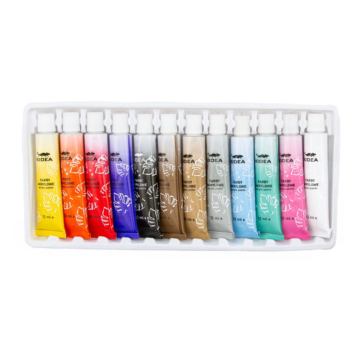Farby akwarelowe metaliczne 12ml 12 kolor. Kidea (FAAM12KA)