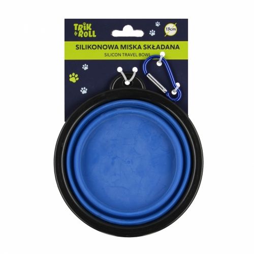 Gadżet Miska dla zwierząt silikonowa składana niebieska 13cm Trik Roll (560718)
