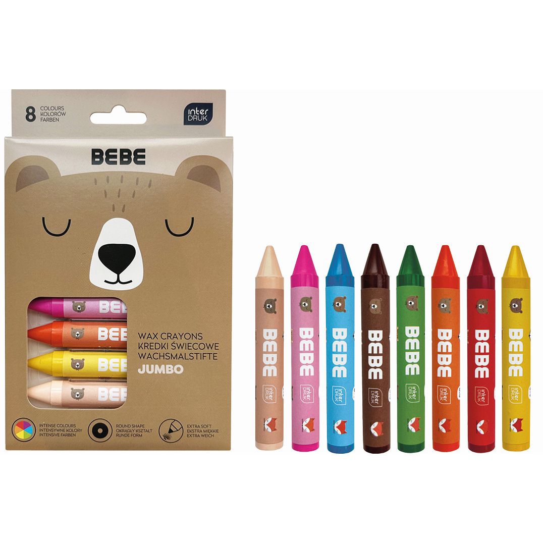 Kredki świecowe Interdruk BB KIDS pastel jumbo 8 kol. (8 kol)