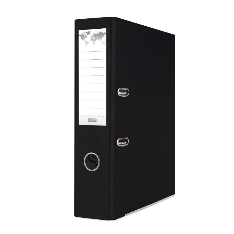 Segregator dźwigniowy Basic z szyną A4 75mm czarny (21024221-05)