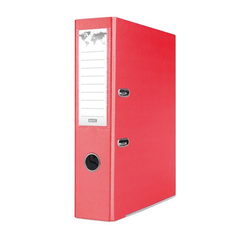 Segregator dźwigniowy Basic z szyną A4 75mm czerwony (21024221-04)