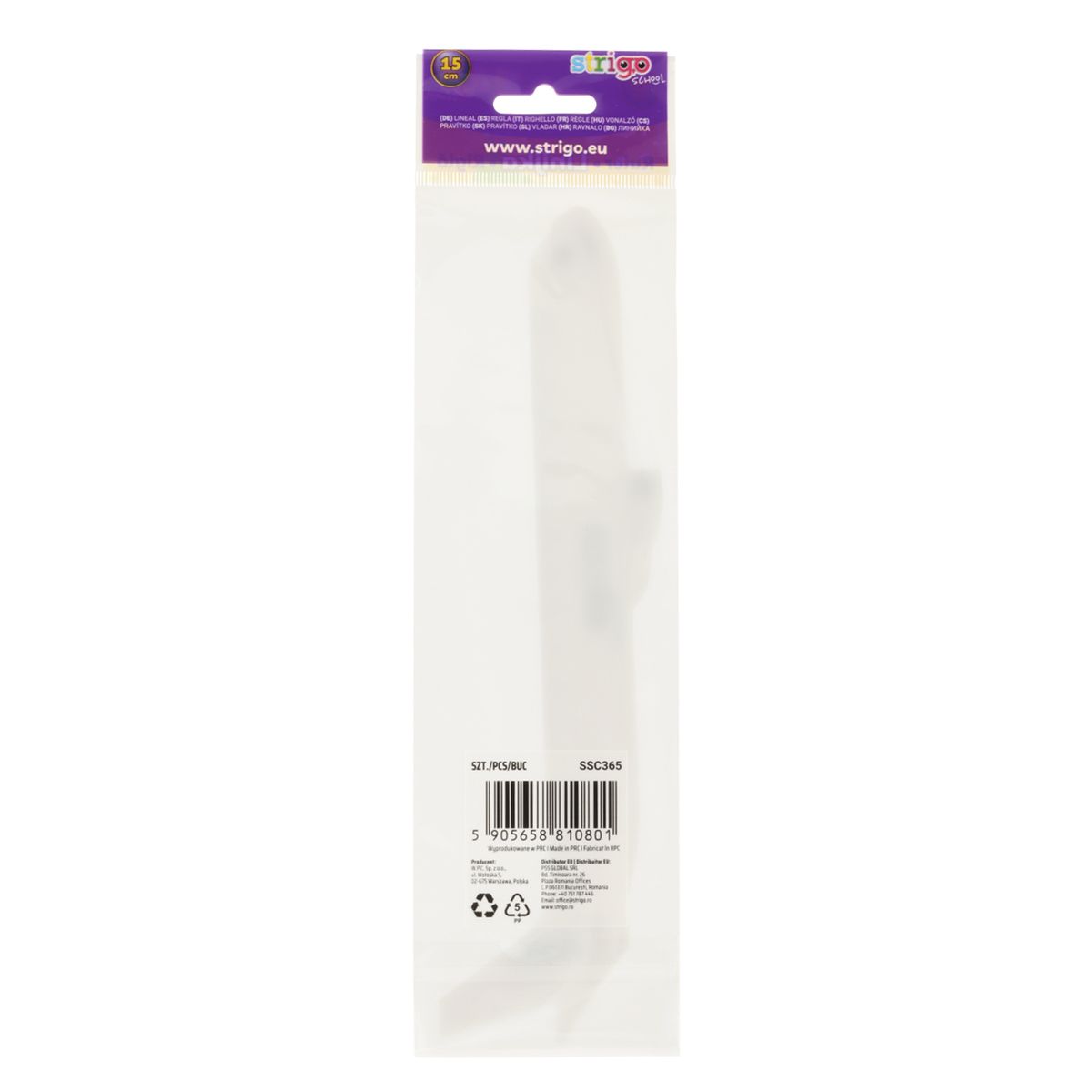 Linijka plastik Strigo 15 cm SAMOLOT 15cm (SSC365)