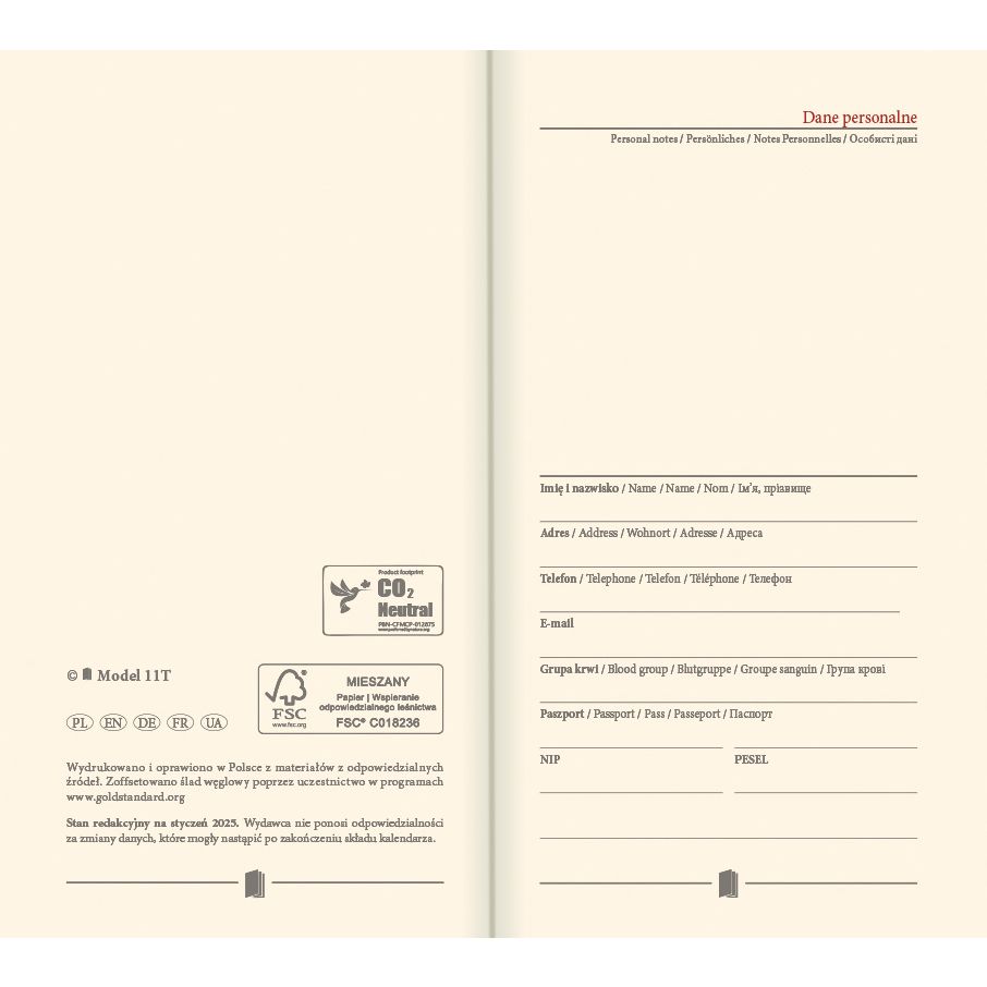 Kalendarz książkowy (terminarz) mix vivella kieszonkowy A6 Lucrum (11T)