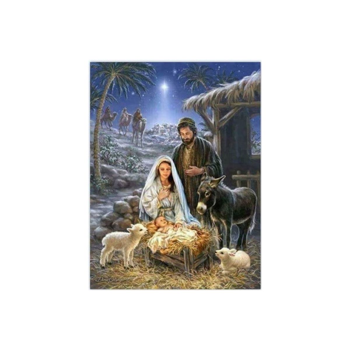 Zestaw kreatywny Norimpex Diamentowa mozaika Jezus W Stajence Maryja Józef Trzej Królowie 40x30cm (NO-1009396)