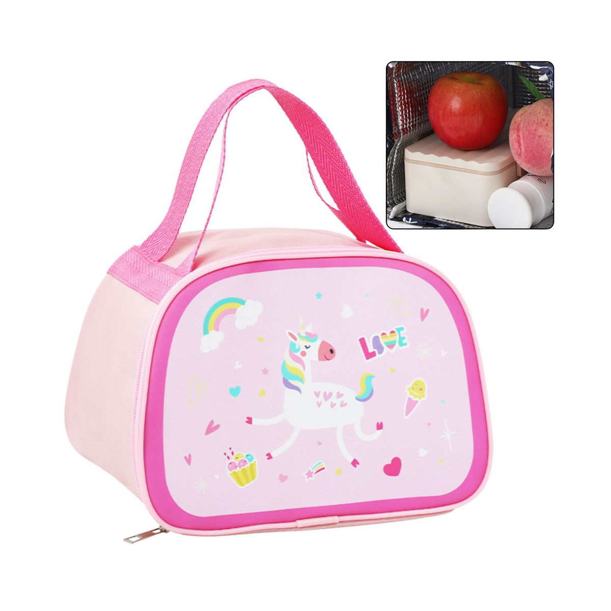 Torba termiczna Lean Izolacyjna Śniadaniowa Lunch Bag Różowa Jednorożec 23cm (21583)